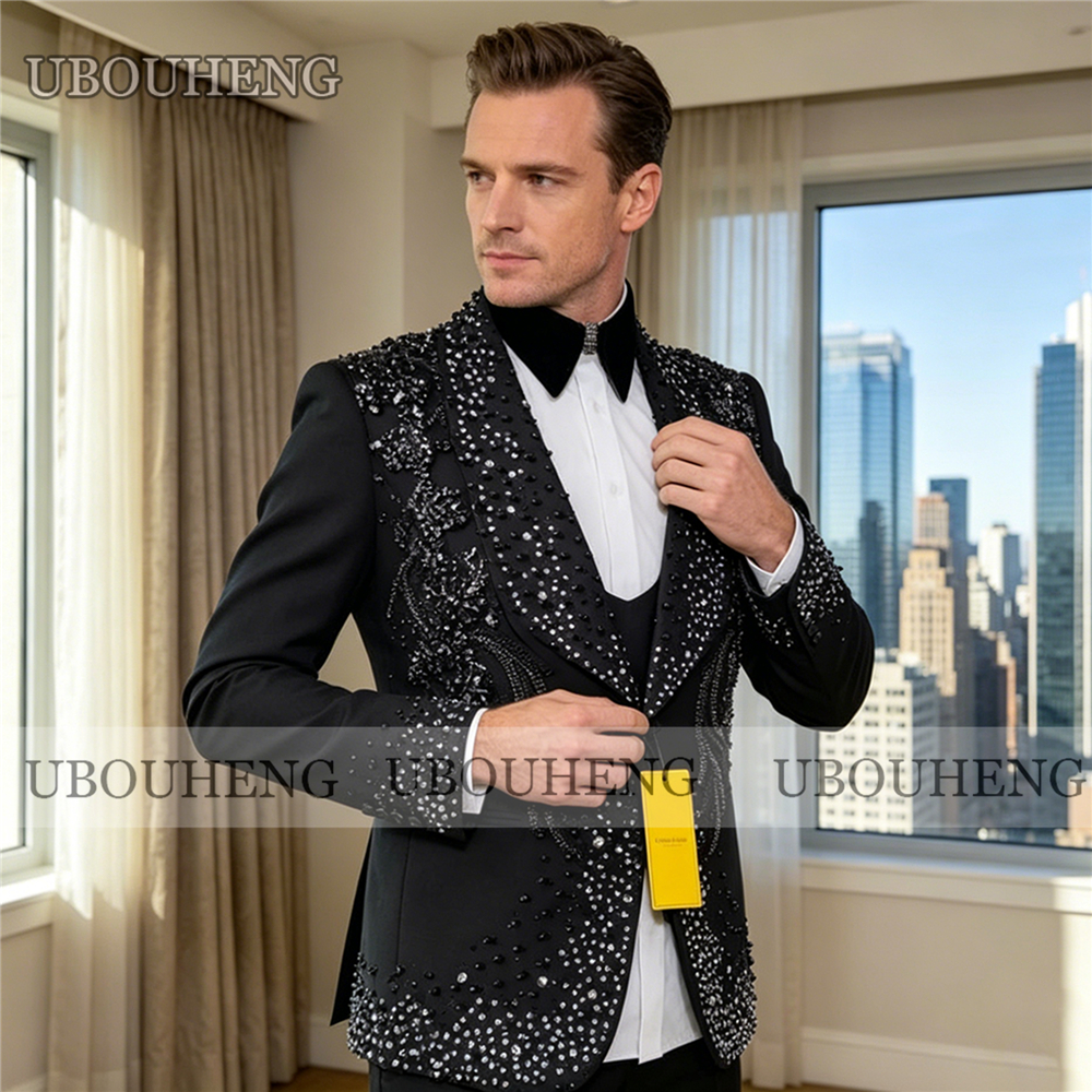 Men'S Luxury Formal Wear - Luxury 3 Piece Men Suit Black