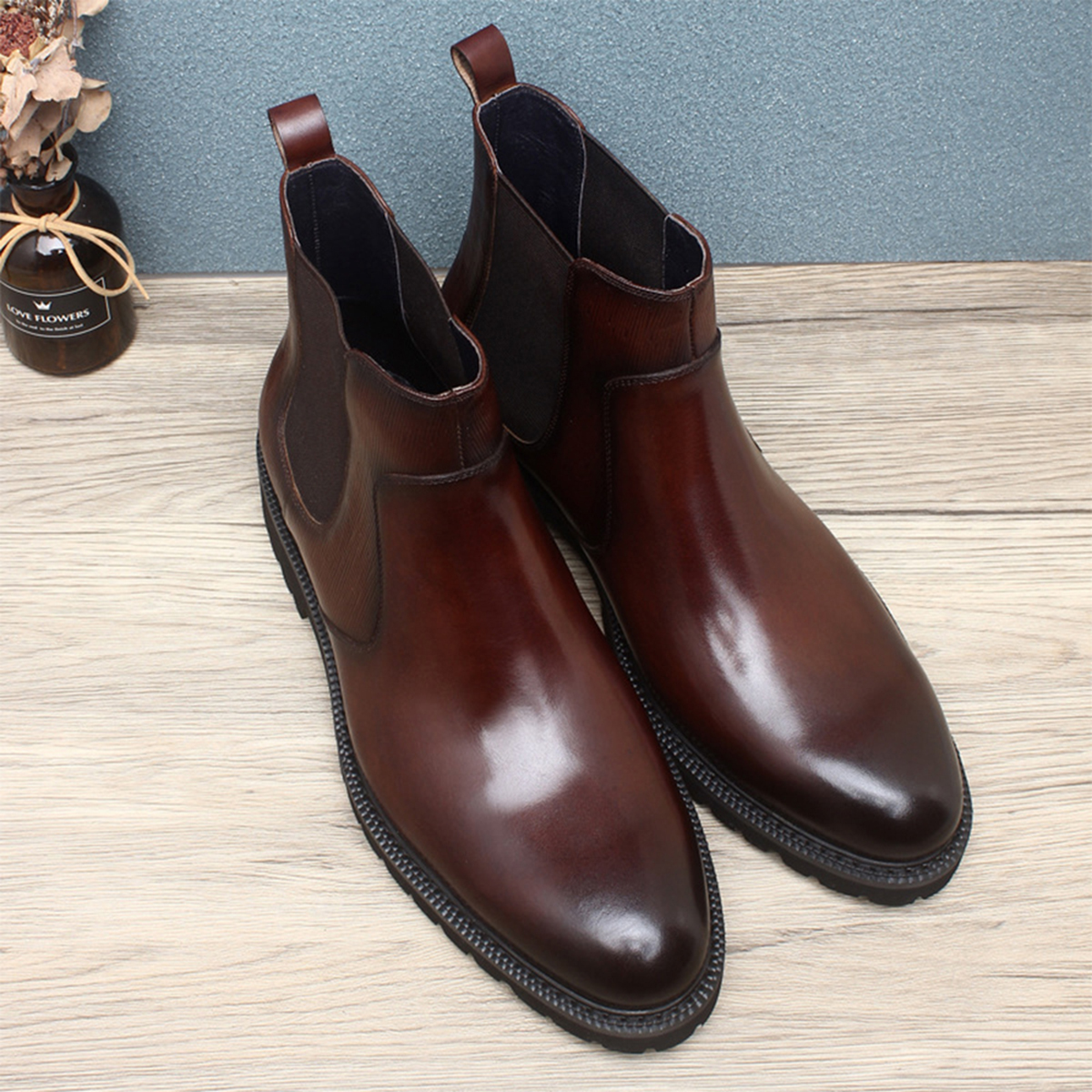 Men Formal Wear With Boots - Men's Brown Leather Chelsea Ankle Boots,