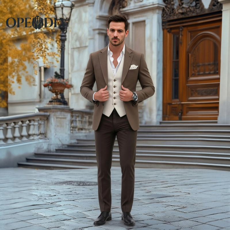 Men'S Formal Attire - OPEODLY Men Custom Slim Fit Three