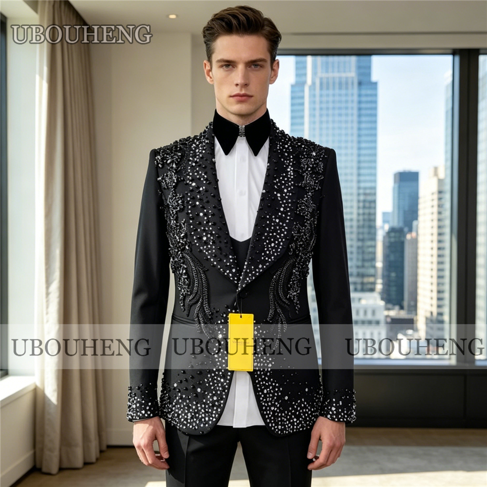Luxury 3 Piece Men Suit Black  - Men'S Luxury Formal Wear review and price