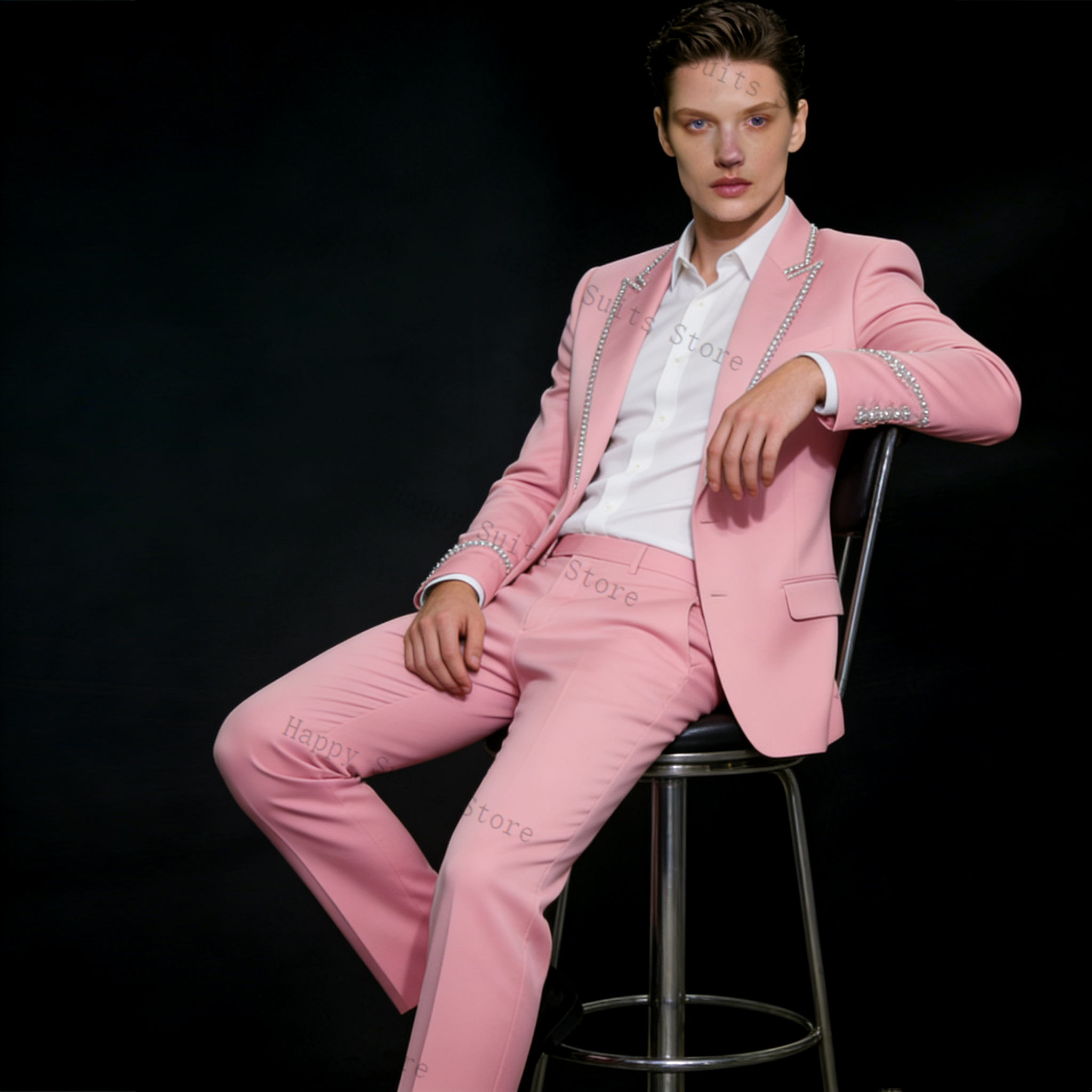 Pink Shiny Men Suit Set 2 Pcs  - Men'S Luxury Formal Wear review and price