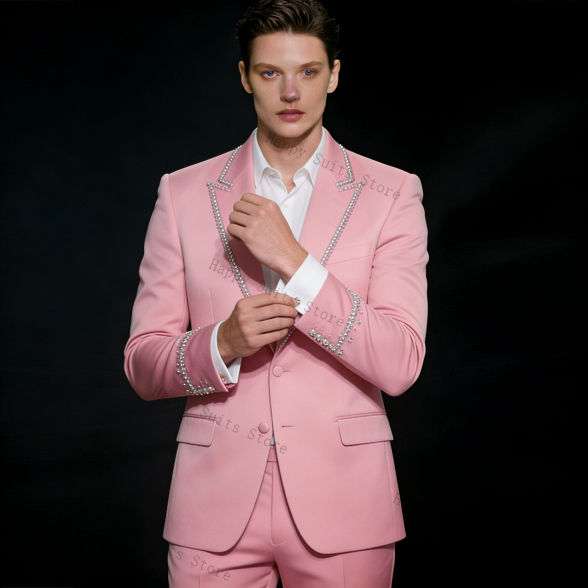 Pink Shiny Men Suit Set 2 Pcs  - Men'S Luxury Formal Wear review and price
