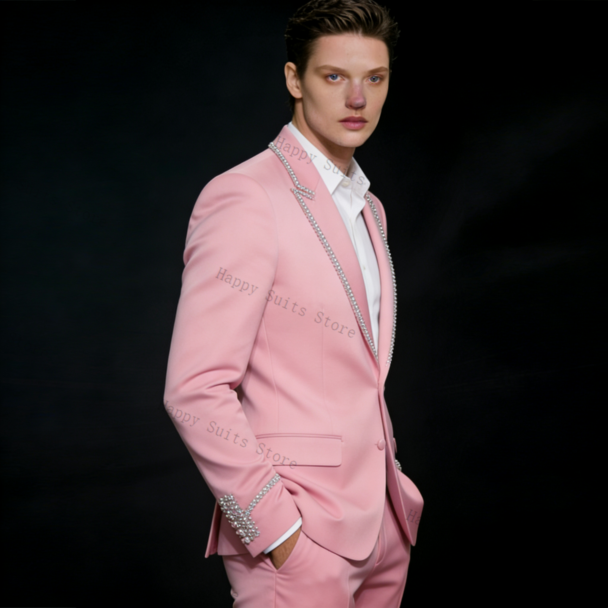 Pink Shiny Men Suit Set 2 Pcs  - Men'S Luxury Formal Wear review and price