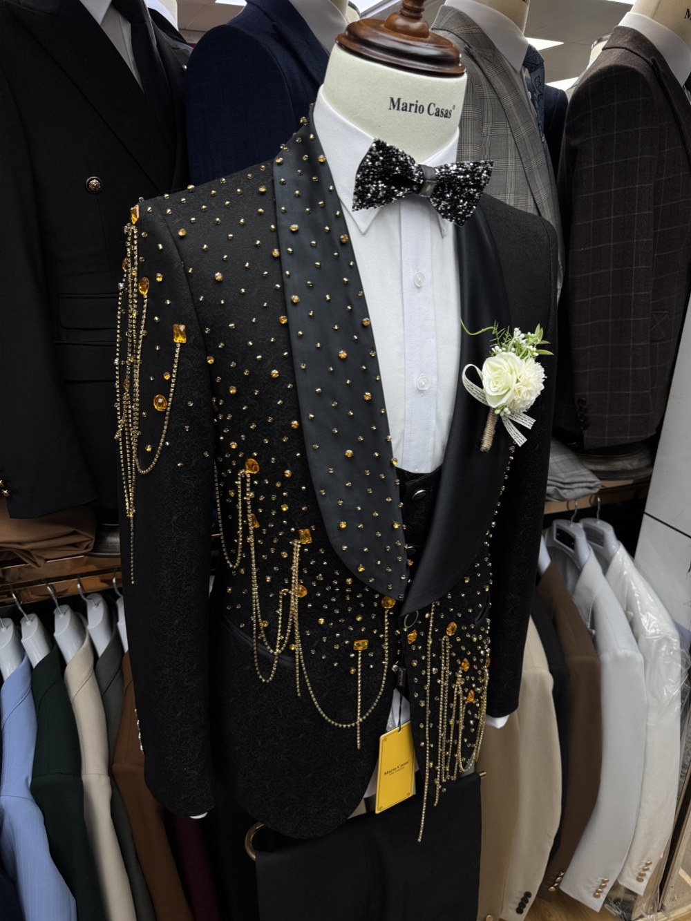 New Golden Beaded Tassel Suit  - Men'S Luxury Formal Wear review and price