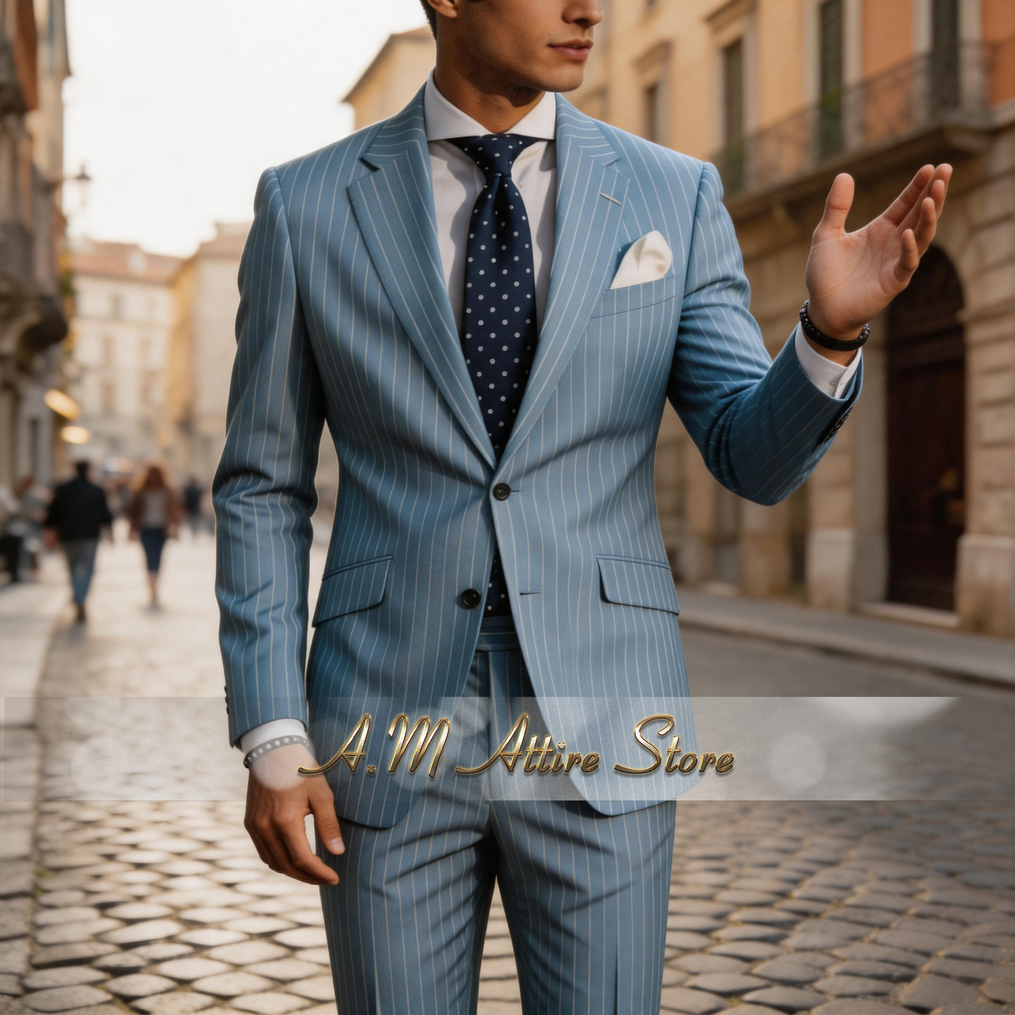 Men's formal striped suit sky  - Men'S Formal Attire review and price
