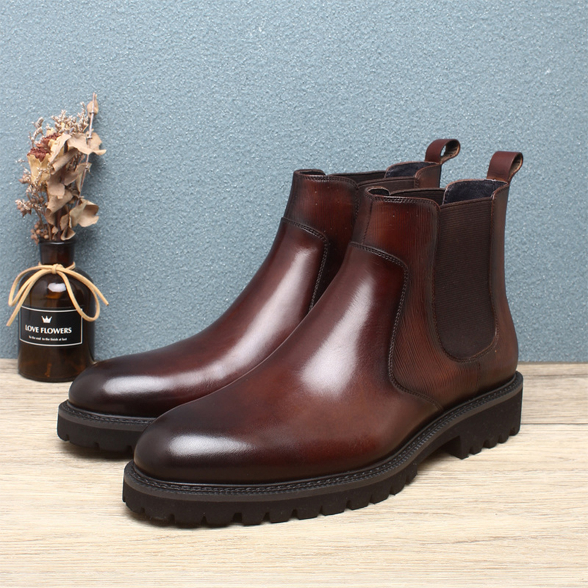 Men's Brown Leather Chelsea An - Men Formal Wear With Boots review and price