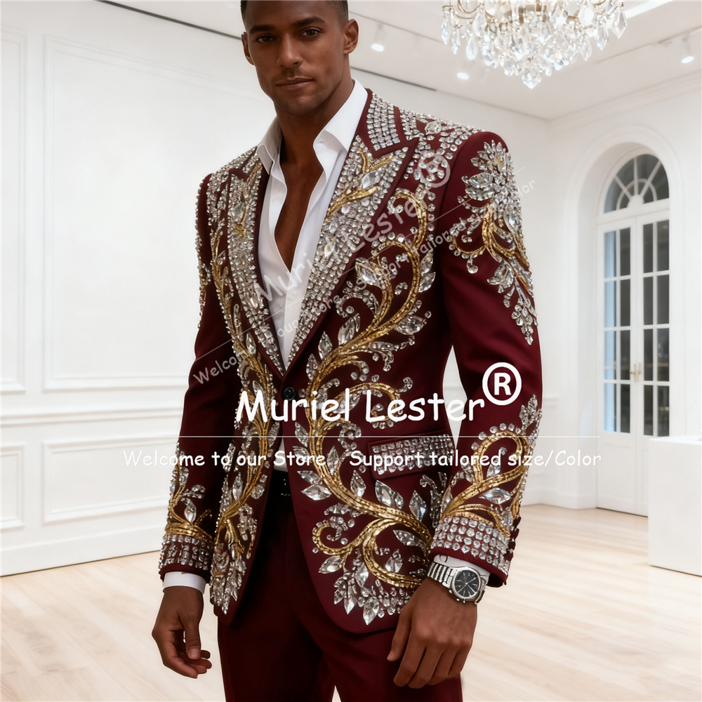 Diamond Beaded Stones Suit For - Men'S Formal Attire review and price