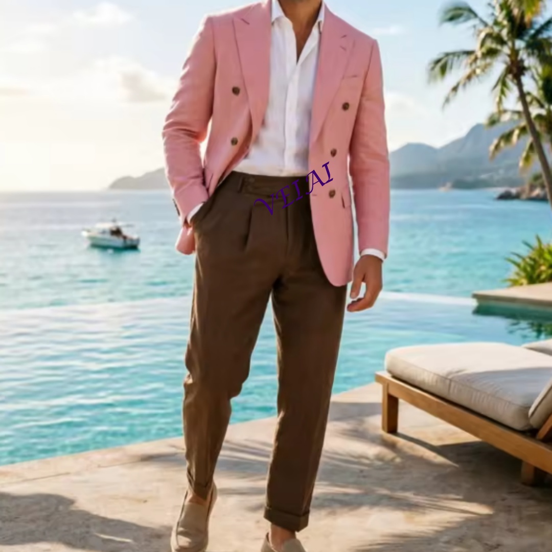 Customized 2 Piece Beige Linen - Men'S Formal Attire review and price